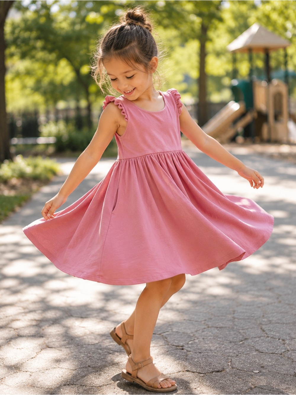 Remie Girl Pink Modal Twirl Dress Size 8 | Pockets | Boutique